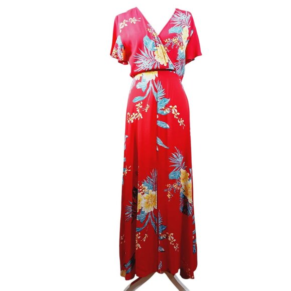 Leith Dresses & Skirts - Leith, Red Floral Maxi Dress, Size Small, Short Sleeve, Cottage Core, Vacation,